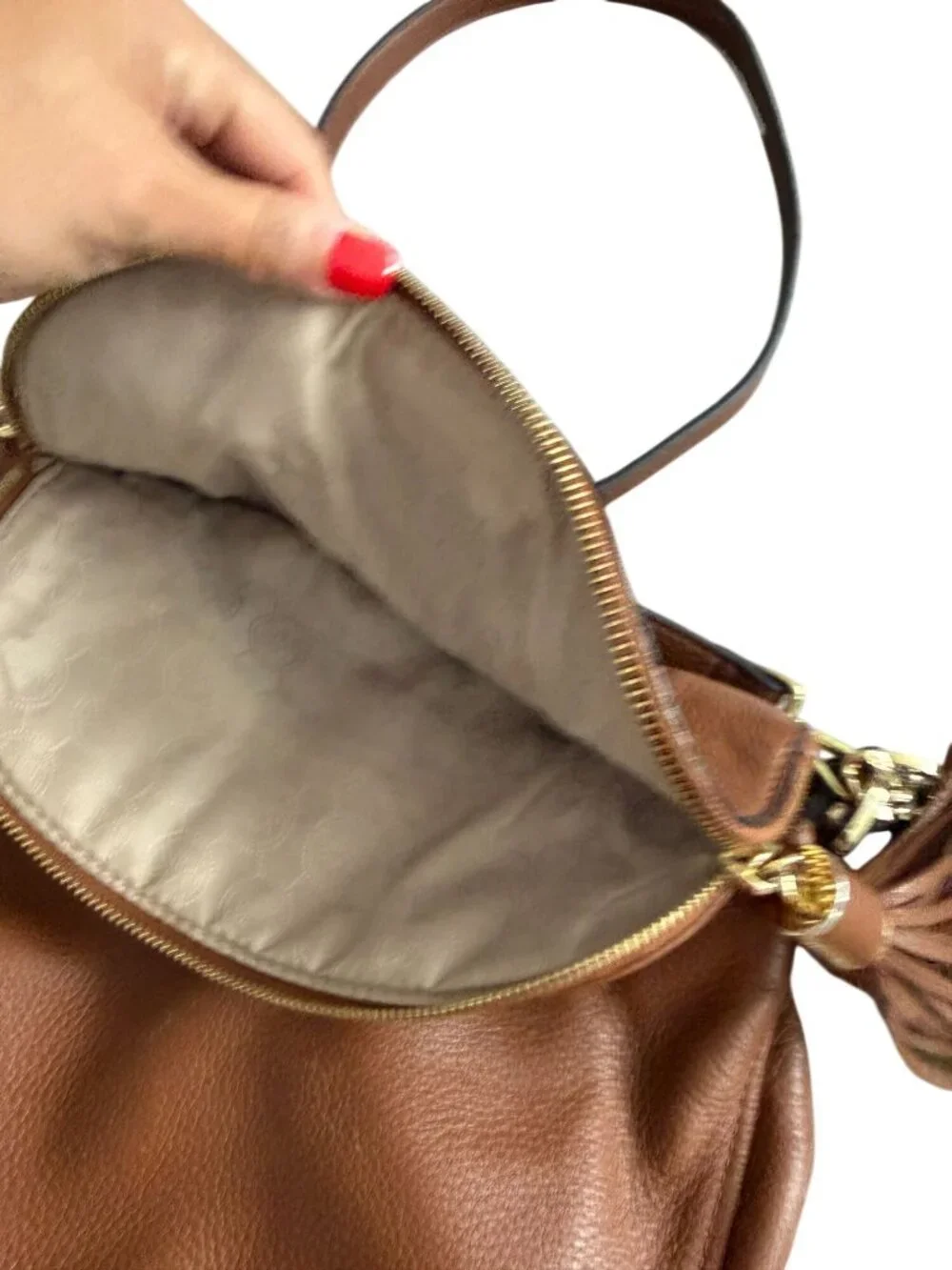 MICHAEL KORS Tan Pebble Leather Crossbody Two Way Bag
